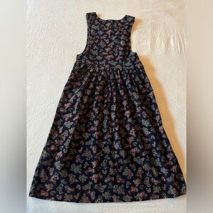 Talbots Navy Corduroy overall Dress with paisley Print Size 6